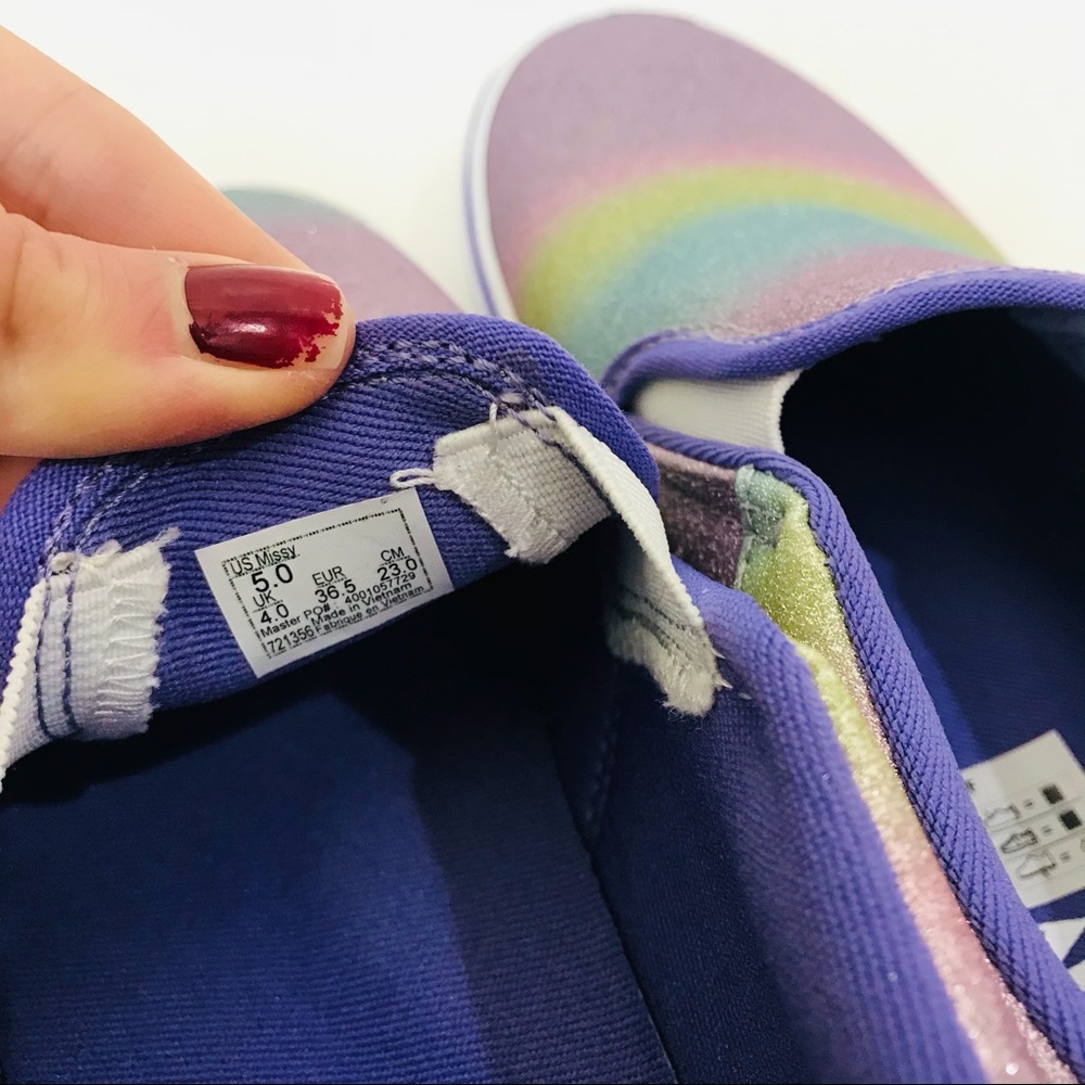 VANS Asher Rainbow Glitter Slip-On Shoes - Picture 4 of 8